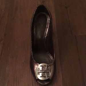 Tory Burch open toe wedges.